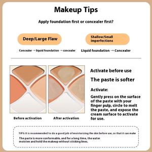 Venta al por mayor de crema correctora de <span class=keywords><strong>maquillaje</strong></span> de tres colores con logotipo personalizado con brocha impermeable y a prueba de sudor anti-ojeras Etiqueta Privada - Product Image 4