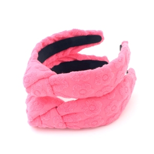 DREAM FASHION Pink <strong>Flower</strong> Bowknot Hairbands Custom Baby Soft Towel Flannel Elastic Casual Hand Made <strong>Headband</strong> - Product Image 2