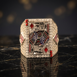 King of Diamonds <b>Playing</b> <b>Card</b> Iced Out Rhodium Plated Yellow Gold Men's Luxury Moissanite Hip Hop Cocktail Ring - Product Image 2