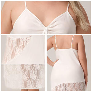 Nuevo Camisón Largo Sexy de Verano con Cintura Elástica de Satén Helado, Talla Grande Europea y Americana, con Ribete de Encaje, Ropa de Dormir Elegante para Mujer - Product Image 4