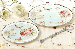 2 Katlı Vintage Çiçek Desenli Porselen Kek Standı, Altın Kaplama Doğum Günü Partisi veya Düğün İçin Pasta Sergi Standı - Product Image 5