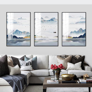 Paysage moderne Salon <span class=keywords><strong>Peinture</strong></span> décorative Canapé Fond Tenture murale <span class=keywords><strong>Triptyque</strong></span> Art mural moderne - Product Image 4