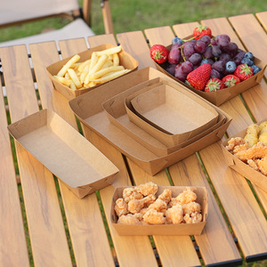 Plateaux à biscuits jetables en papier kraft carré de haute qualité, écologiques, à prix abordable, pour la restauration, lot de 50 paniers de service pour fêtes - Product Image 2