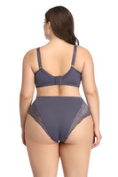 Ensembles soutien-gorge et culotte grande taille pour femmes, à armatures, coupe haute, bords en dentelle, respirants, lingerie pour femmes rondes