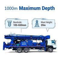 Foreuse hydraulique montée sur camion à prix d'usine, profondeur de forage max. 1000 m, couple 22000 Nm pour la construction de puits