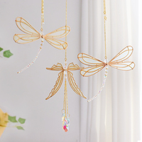 Attrape-soleil en métal en forme de libellule, ornements suspendus pour fenêtre, décoration intérieure, ailes d'elfe, artisanat en cristal, décoration de voiture, cadeaux de pendaison de crémaillère