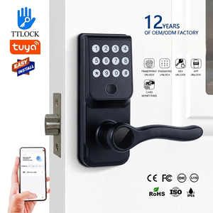 Nouvelle serrure de porte intelligente 2026 à empreinte digitale sans clé avec poignée, carte, mot de passe Tuya, sécurité Ttlock, pour porte en bois - Product Image 1