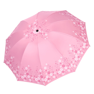 Parapluie solaire pour femmes tout temps Contrôle manuel 3 plis Protection UV pliante et parasol - Product Image 1