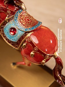 Cheval du Zodiaque en Laiton, Nouveau Style Chinois, Artisanat en Laiton, Décoration d'Intérieur, Artisanat Métallique - Product Image 5