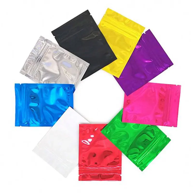 Fecho de zíper holográfico de plástico impressão de logotipo personalizada colorido fechadura pequena opaque mylar zipper saco de folha de alumínio