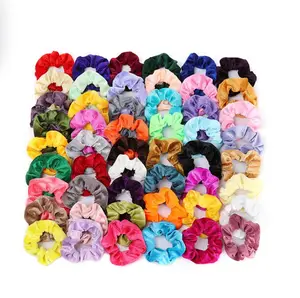 Factory custom 50 colors designer scrunchie velvet scrunchie package vintage hair accessories for girl women