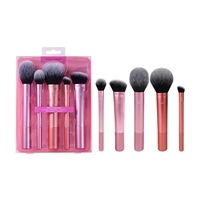 Lot de 6 pinceaux professionnels de précision à poils synthétiques pour estomper, applicer fard à paupières, correcteur, pinceau éventail et pinceau détaillé, avec manche spécial