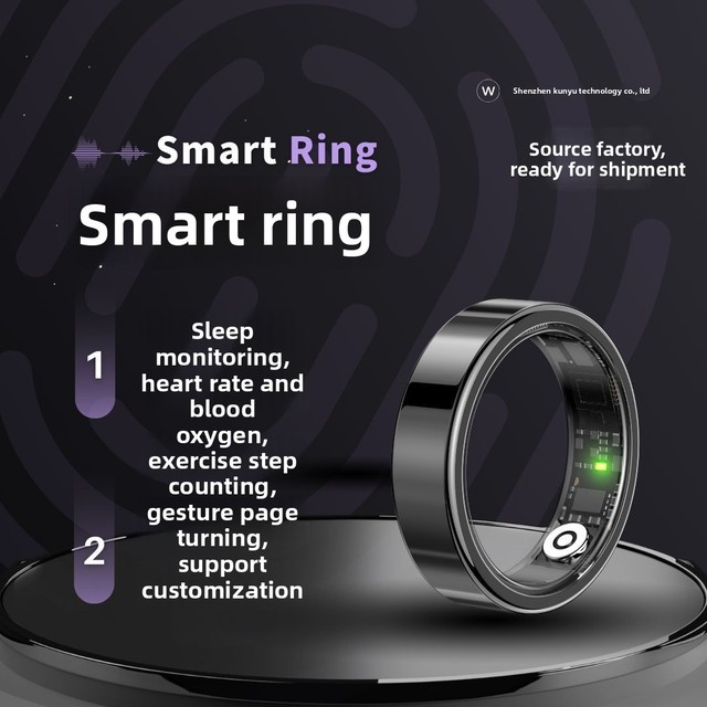 SR09 Heart Rate Blood Sleep Tracking Step Counting Fitness Monitoring Remote Control Smart Ring for Android/iOS/HarmonyOS