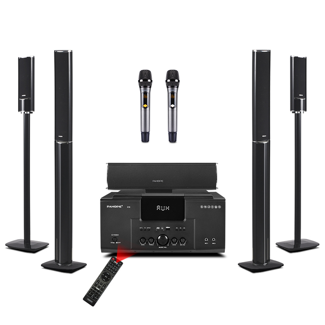 K10 5.1 Surround Home Theater System with Karaoke USB Wireless Microphone Amplifier Speaker Bt Home Theatre System