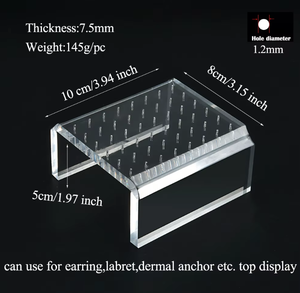 Soporte de exhibición de acrílico cuadrado, ligero, moderno y lavable para joyería de piercing corporal, almacenamiento de pendientes y barras de ombligo - Product Image 2