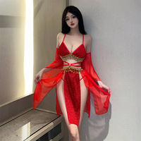 Robe Hanfu Féerique Complète pour Femme, Style Princesse Exotique Xi Shi, avec Haut Bustier Vintage à Bretelles Sexy en Dentelle et Mousseline, ODM
