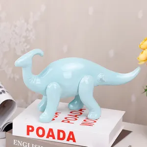 Redeco kreatif lucu merah muda Tyrannosaurus Rex ornamen dinosaurus Jurassic patung keramik dinosaurus hadiah Dekorasi Rumah