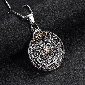 Collar de hombre de acero inoxidable con colgante de nueve palacios y ocho trigramas yunnique, cadena de 60 cm, regalo - Product Image 1