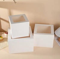 Boîtes à gâteaux en carton blanc recyclables, sûres pour les aliments, imprimées quadricolore, avec fermeture magnétique et fenêtre, idéales pour les collations