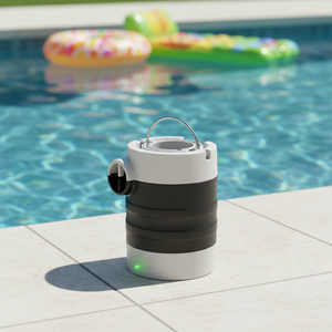 ปั๊มลมไฟฟ้าขนาดเล็กพกพาสะดวก พร้อมไฟแคมป์ปิ้ง ปั๊มลมเติมลมและปล่อยลมได้รวดเร็ว สำหรับที่นอนลมและห่วงยาง - Product Image 1