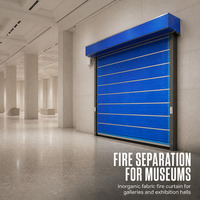 Porte coupe-feu enroulable en tissu inorganique, conforme aux normes de sécurité incendie, isolation thermique pour entrepôt, atelier, centre commercial