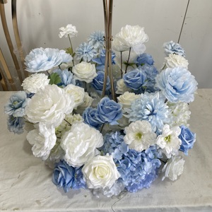 GreenLife High Quality 60cm Blue White White <b>Artificial</b> Flower Centerpiece for Wedding Table Banquet Decoration - Product Image 4