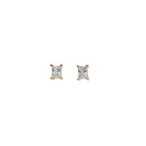 Promotion Mini <strong>Small</strong> <strong>Studs</strong> the Second Piercing <strong>Stud</strong> Single Rectangle Cz Prong Setting Simple Gold <strong>Earring</strong> Designs for Women - Product Image 3