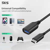 Kabel OTG Pendek USB3.0 Injection Molding Tipe C Male ke USB A Female 5Gbps untuk Ponsel Laptop U Disk Mouse Hard Drive