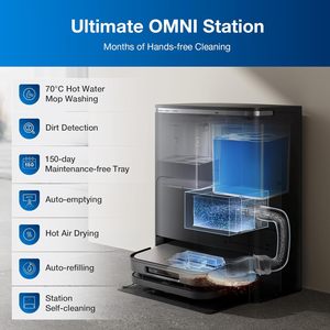 สำหรับหุ่นยนต์ดูดฝุ่น ECOVACS รุ่น DEEBOT X5 PRO Omni พร้อมแท่น All-in-one แรงดูด 12.800Pa 150 ℉   การล้างพื้นด้วยน้ำร้อน - Product Image 6