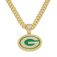 Collier pendentif Green Bay Packers, bijoux exquis et élégants, collier pendentif en alliage serti de diamants, collier cubain
