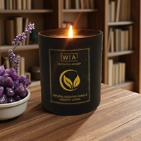 Witoyou Groothandel Op Maat Gemaakte Sojawas Private Label Matte Zwarte Pot Geurende Kaarsen Cadeau met Houten Deksel Luxe Premium Decoratief 230g