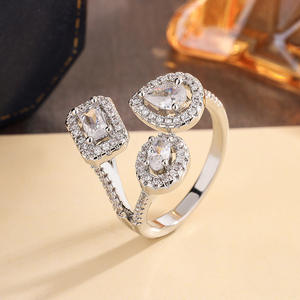 Bague en argent sterling 925 avec zircone cubique, pierre précieuse CZ, alliance de fiançailles pour femme - Product Image 1