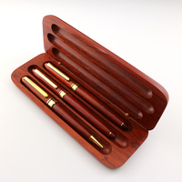 Ensemble 3 en 1 en bois de rose, accessoire de bureau, cadeau en bois, personnalisé, étui en bois de rose, ouvre-lettres, bille, stylo à bille, pièces