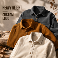 Kemeja Corduroy Minimalis Modern 300Gsm Untuk Pria, Rapi, Chic, Bernapas, Lembut, Nyaman, Polos, Warna Solid, Atasan Pria