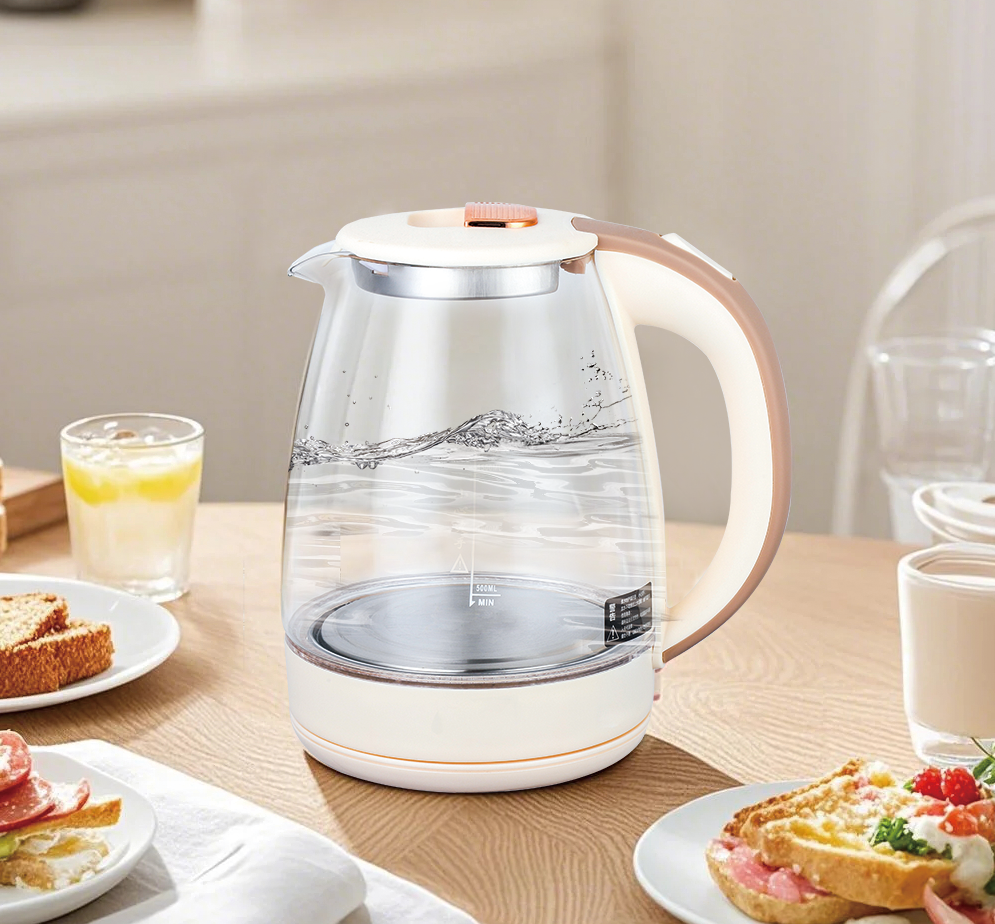 Home Appliances Blue Led Light Kettle for Hotel Capacity Electric Glass 1.8L Free Spare Parts Double Chips Branded Controller