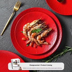 Melamine Serving Plates Restaurant Hotel Porcelain-like Rock Pattern Plate Relief <strong>Round</strong> Minimalist Steak Melamine <strong>Ware</strong> Tableware - Product Image 2