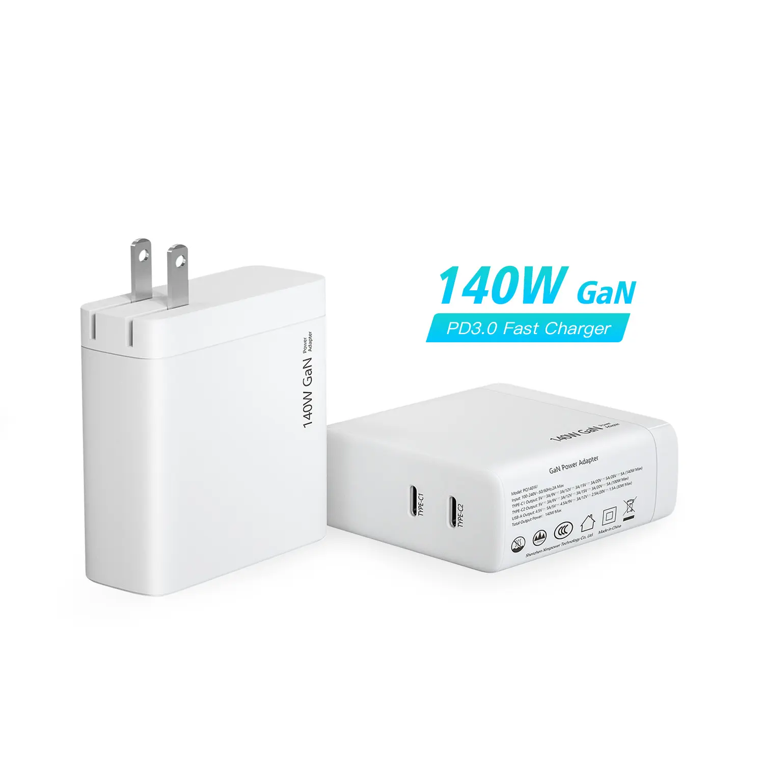 Viaje multifunción de 140W para ordenador portátil Iphone 15 Pd Qc FCP teléfono móvil portátil rápido tipo C carga Gan cargador adaptador de corriente