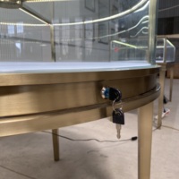 Bijouterie ronde de luxe Vitrine moderne Or Diamant Bijoux Présentoir en verre Comptoir Vitrines de table pour centre commercial