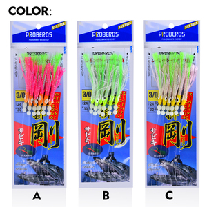 เบ็ดตกปลาหมึกปลอม 6 ตัว/แพ็ค 3 สี เบ็ดซาบิกิเรืองแสงสำหรับตกปลาทะเล - Product Image 6
