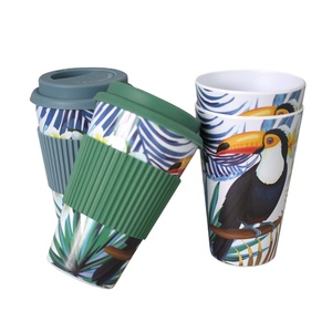 Taza de Café Reutilizable de Melamina con Tapa, Personalizada con Diseño de Tucán - Product Image 4