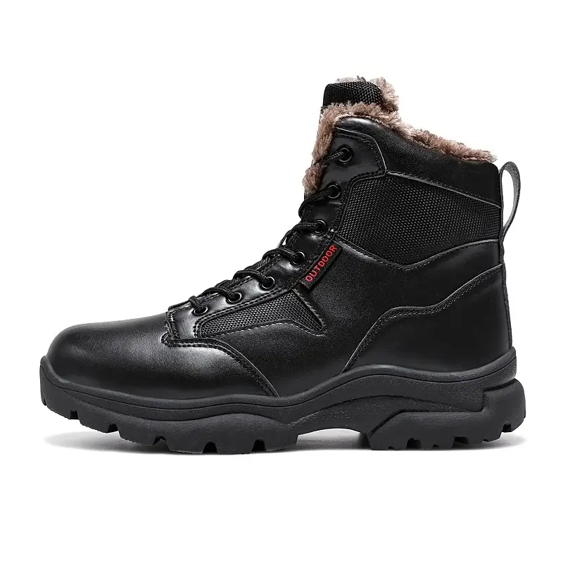 Botas masculinas para área externa, botas de inverno para caminhadas, sola de borracha, tamanho grande 39-47