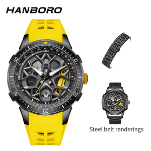 Nouvelle Arrivée Montre Mécanique Homme HANBORO en Acier Inoxydable 46mm Lumineuse avec Aiguilles en Silicone Étanche Verre <span class=keywords><strong>Saphir</strong></span> Tendance - Product Image 5