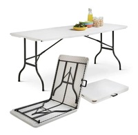 Tables pliantes rectangulaires longues en plastique pour l'extérieur, les expositions, les restaurants et les repas, disponibles en 4 pieds, 5 pieds et 6 pieds