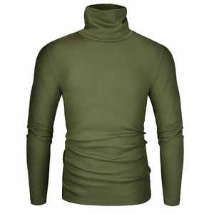 ¡Oferta! Camisetas manga larga cuello tortuga diseño Color liso otoño para <span class=keywords><strong>hombre</strong></span> - Product Image 2