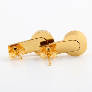 ต่างหูทรงกลมสีทองประดับมุกแบบฝังขอบสำหรับผู้หญิง - Product Image 4