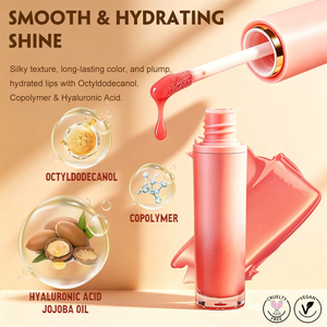 Gloss à lèvres hydratant au beurre de karité avec tube luxueux pour filles, brillance longue durée, gloss à lèvres à la <span class=keywords><strong>vitamine</strong></span> E - Product Image 3