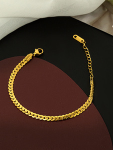 Bracelet chaîne cubaine en acier inoxydable plaqué or 18 carats PVD argenté |   Chaîne ajustable polie miroir pour hommes et femmes, idéale pour les fêtes et le style Hip Hop - Product Image 2