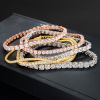 XINGYUEGEM S925 Bracelet Tennis Unisexe Style Hip Hop à Maillons, Sertissage à Quatre Griffes, Moissanite Diamant de 3mm Couleur DEF Taille Brillant