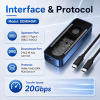 Carcasa de Doble Bahía para SSD M.2 NVMe/SATA, USB-C 20Gbps, Compatible con 2x8TB 2230/2280SSD, Carcasa de Aluminio, RTL9220 para Windows/Mac/Linux/Android