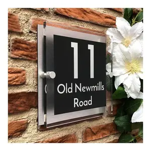 202323 Novo estilo Personalizado dupla camada metal acrílico casa números porta placa Sinal para Front Door Home Hotel Decor